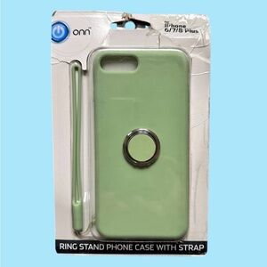 Onn Green iPhone 6/7/8 Plus Case with Ring Stand and Strap